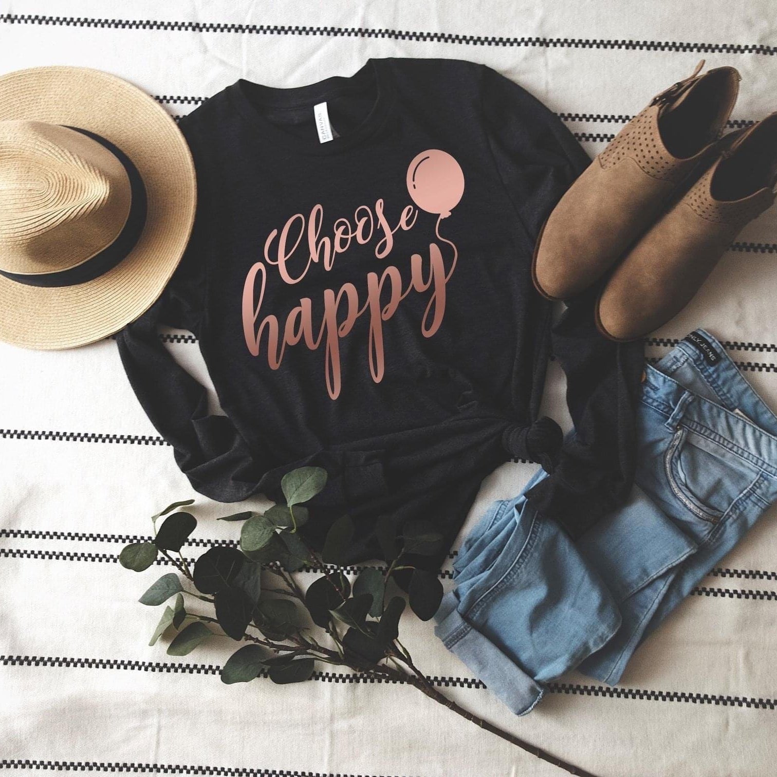 Choose Happy Graphic T #190-Graphic T-Stay Foxy Boutique, Florissant, Missouri