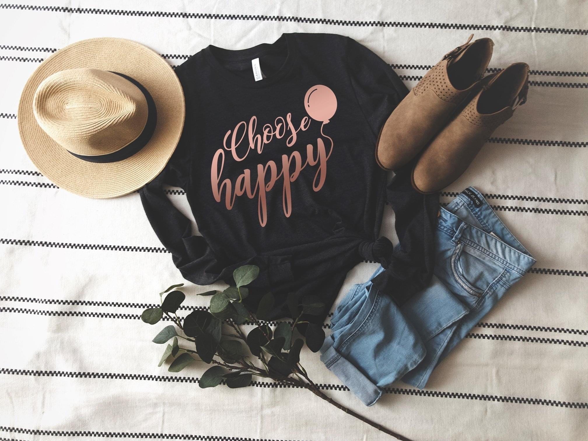 Choose Happy Graphic T #190-Graphic T-Stay Foxy Boutique, Florissant, Missouri