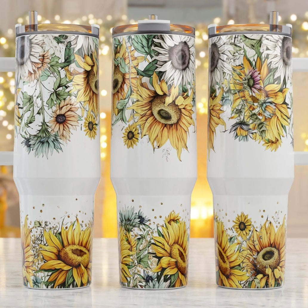 Sunflower Fields 40oz Tumbler-Stay Foxy Boutique, Florissant, Missouri
