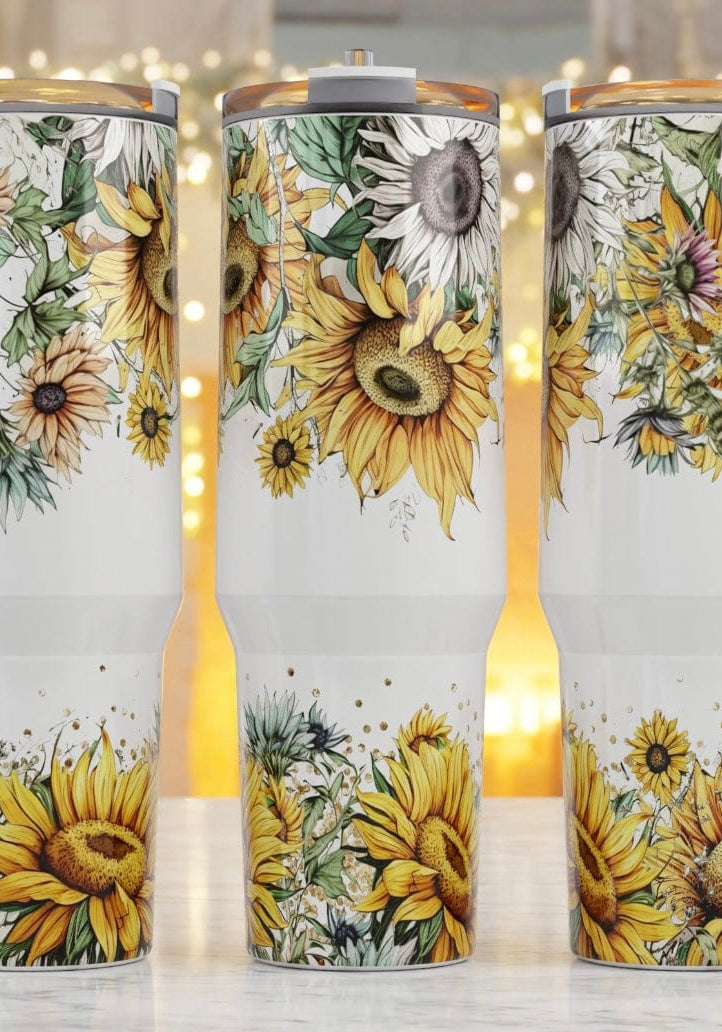 Sunflower Fields 40oz Tumbler-Stay Foxy Boutique, Florissant, Missouri