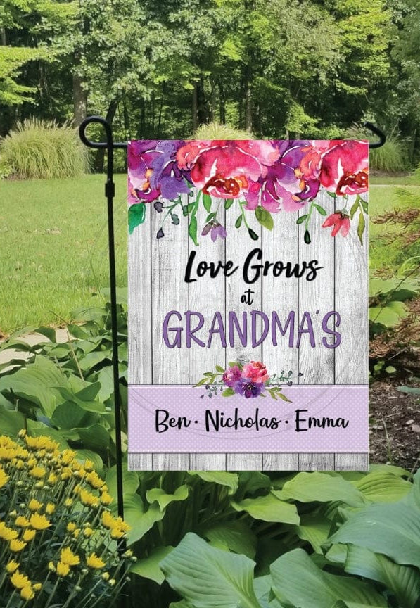 Love Grows Purple Garden Flag *ADD A NAME*-Stay Foxy Boutique, Florissant, Missouri