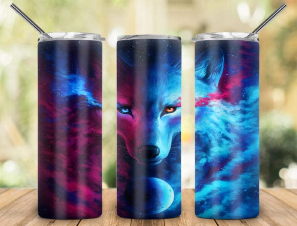 Moon Wolf Tumbler-Drinkware-Stay Foxy Boutique, Florissant, Missouri