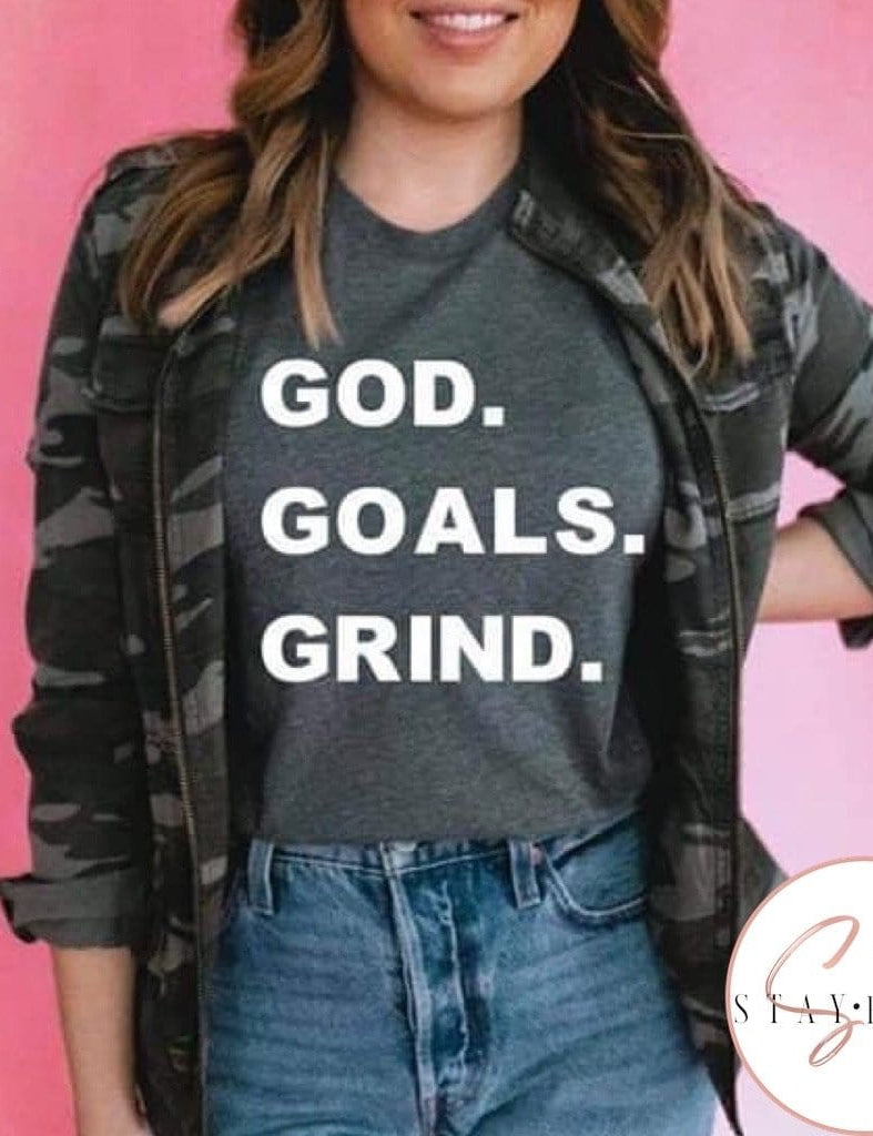 God, Goals, Grind Graphic T #123-Graphic T-Stay Foxy Boutique, Florissant, Missouri