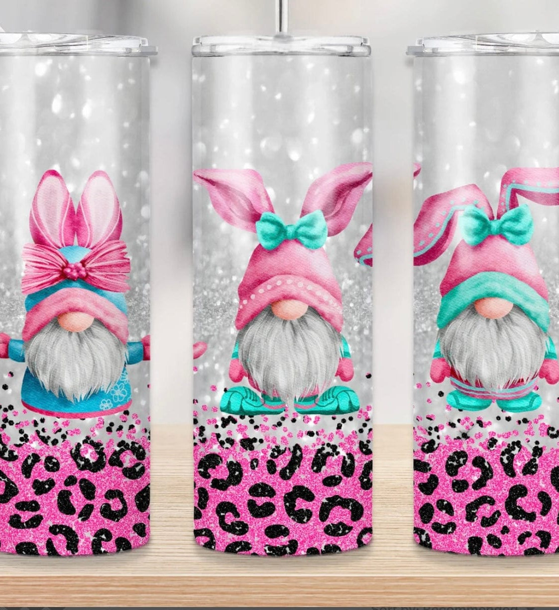 Pink Print Gnome Easter Tumbler-Stay Foxy Boutique, Florissant, Missouri