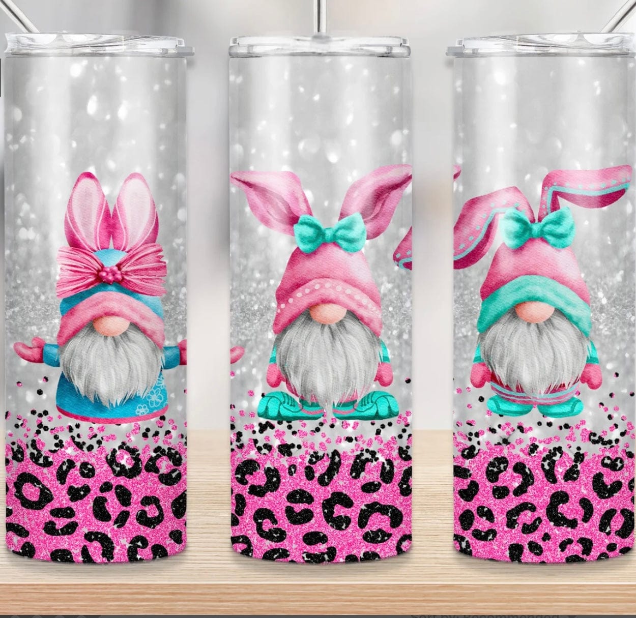 Pink Print Gnome Easter Tumbler-Stay Foxy Boutique, Florissant, Missouri