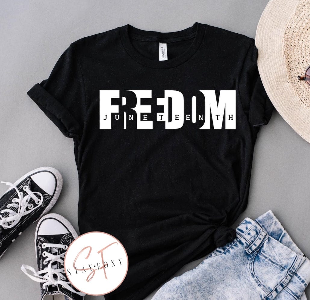Juneteenth Block Letters Graphic T #315-Graphic T-Stay Foxy Boutique, Florissant, Missouri