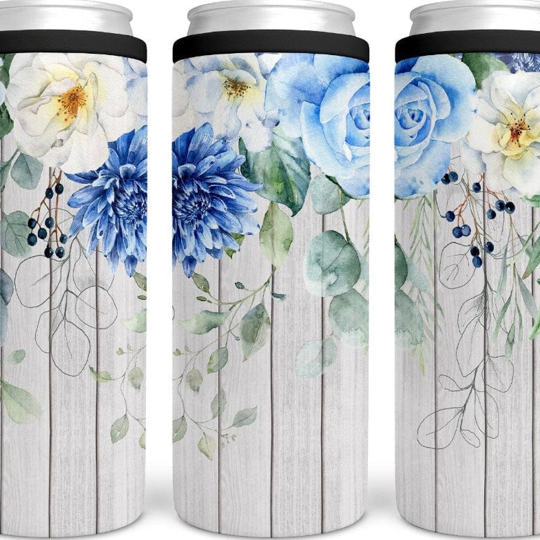 Blue Flowers CAN COOLER-Stay Foxy Boutique, Florissant, Missouri
