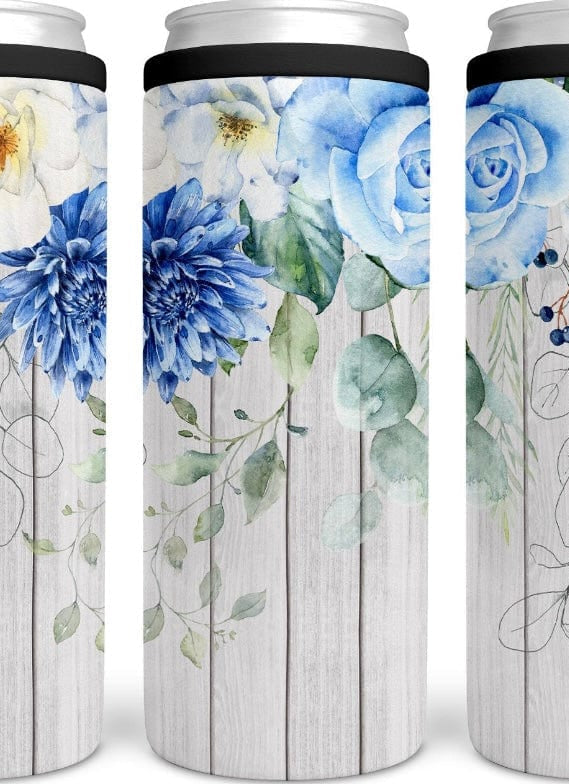 Blue Flowers CAN COOLER-Stay Foxy Boutique, Florissant, Missouri