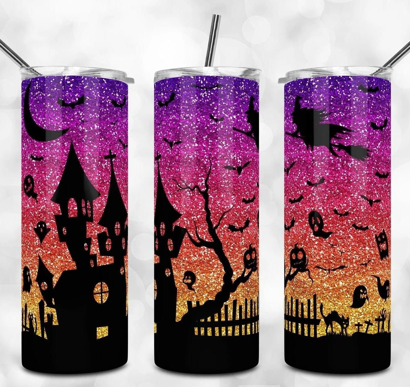 Glitter Sunset Witch Tumbler-Drinkware-Stay Foxy Boutique, Florissant, Missouri