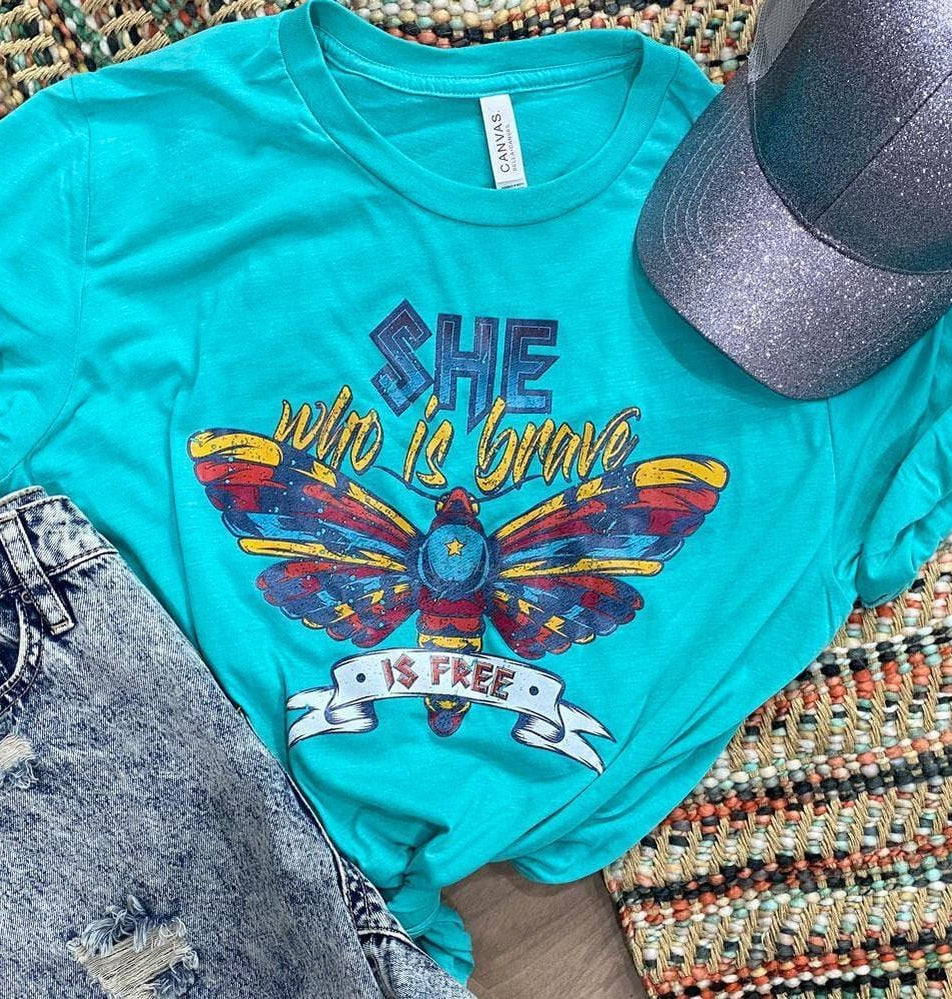 She who is Brave Graphic T-Graphic T-Stay Foxy Boutique, Florissant, Missouri