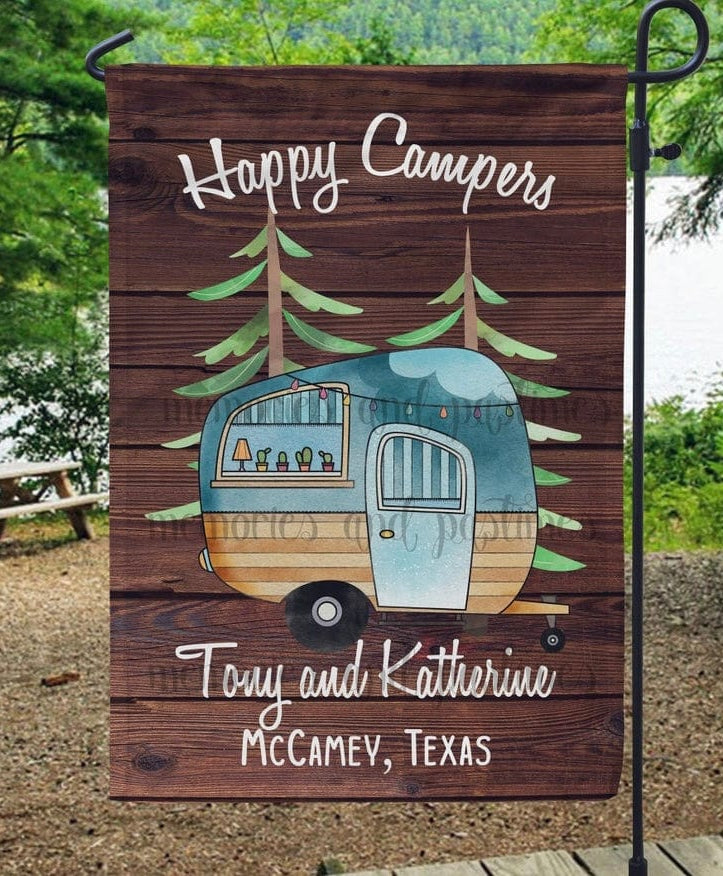 Happy Campers Flag *ADD A NAME*-Stay Foxy Boutique, Florissant, Missouri