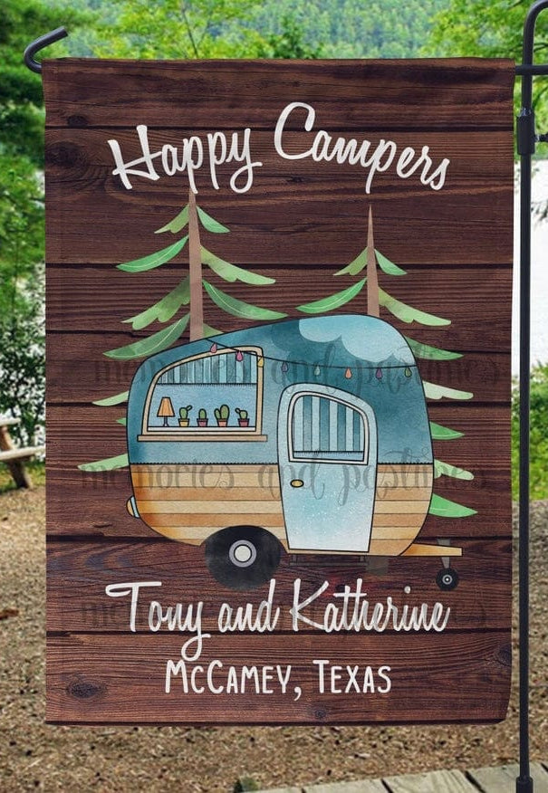 Happy Campers Flag *ADD A NAME*-Stay Foxy Boutique, Florissant, Missouri