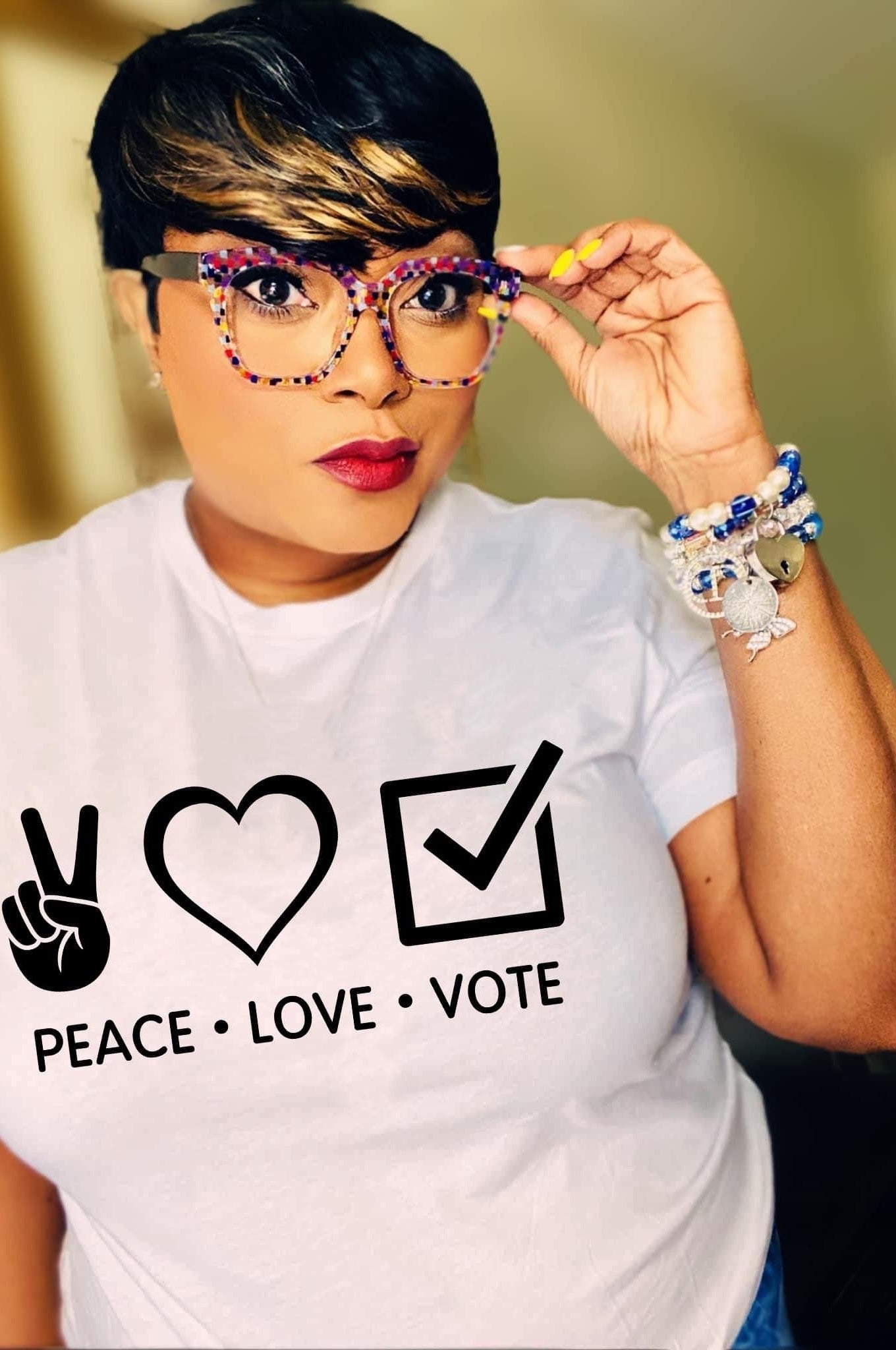Peace Love Vote Graphic T-Graphic T-Stay Foxy Boutique, Florissant, Missouri
