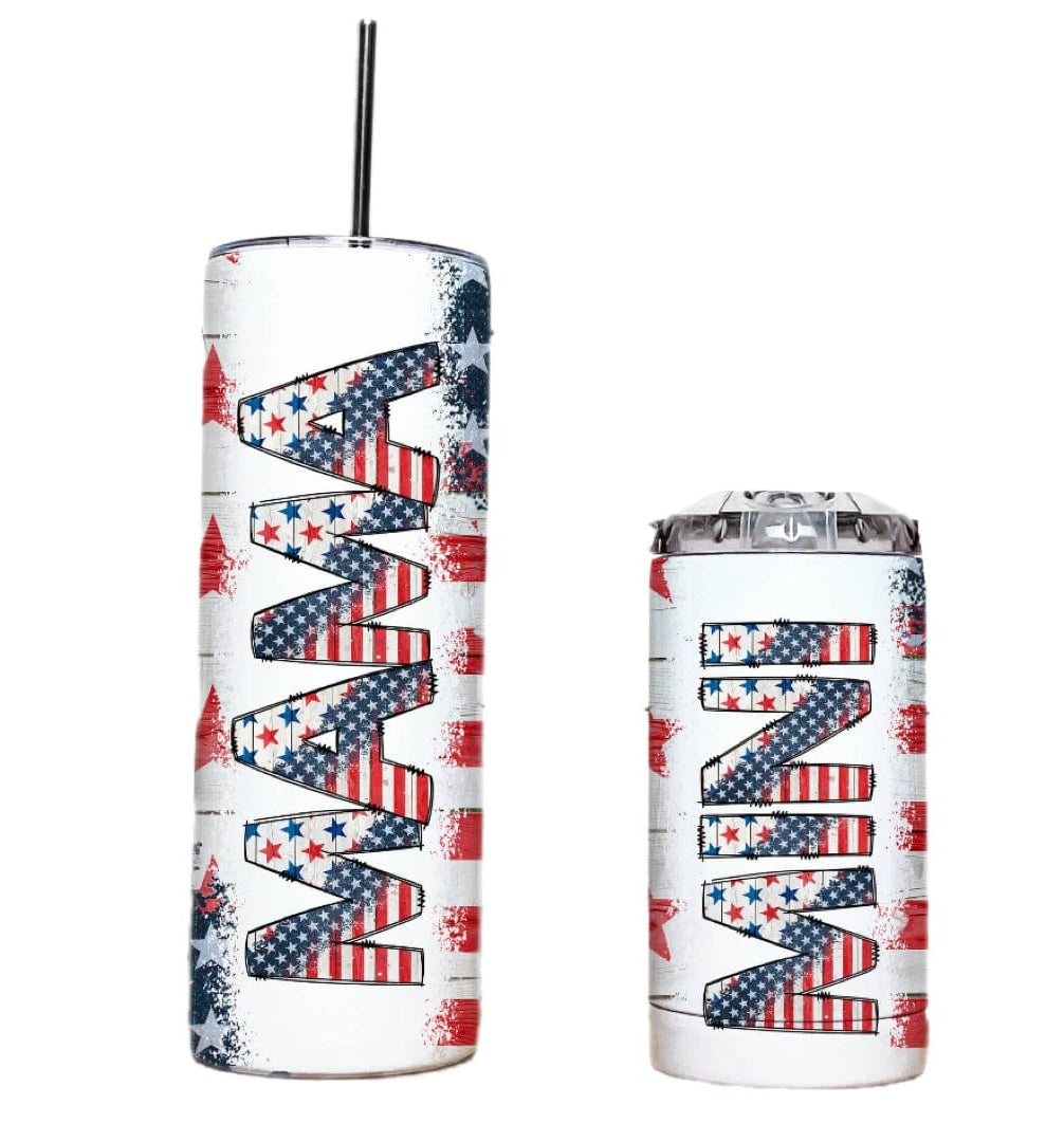Mama/Mini Red White and Blue Tumbler-Stay Foxy Boutique, Florissant, Missouri