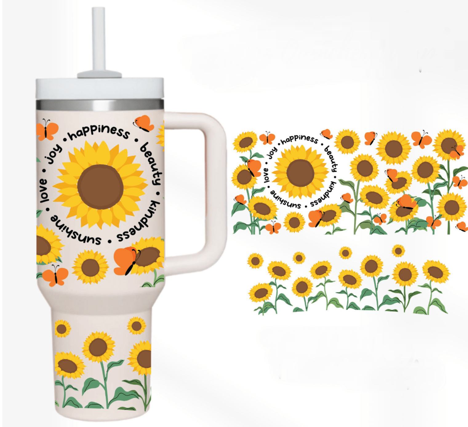 Joy and Happiness 40 oz Tumbler-Stay Foxy Boutique, Florissant, Missouri