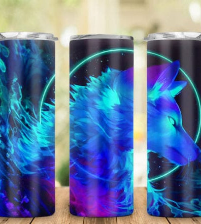 Neon Wolf Tumbler-Drinkware-Stay Foxy Boutique, Florissant, Missouri