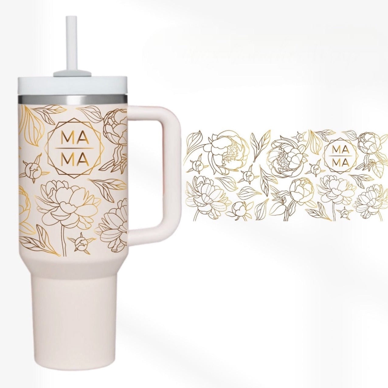 Mama Floral Detail 40 oz Tumbler-Stay Foxy Boutique, Florissant, Missouri