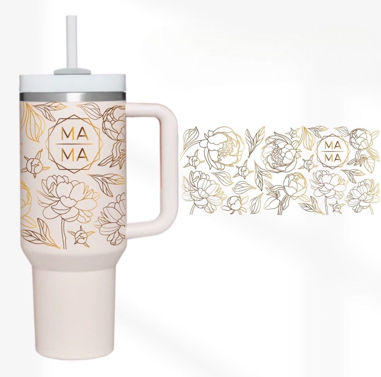 Mama Floral Detail 40 oz Tumbler-Stay Foxy Boutique, Florissant, Missouri