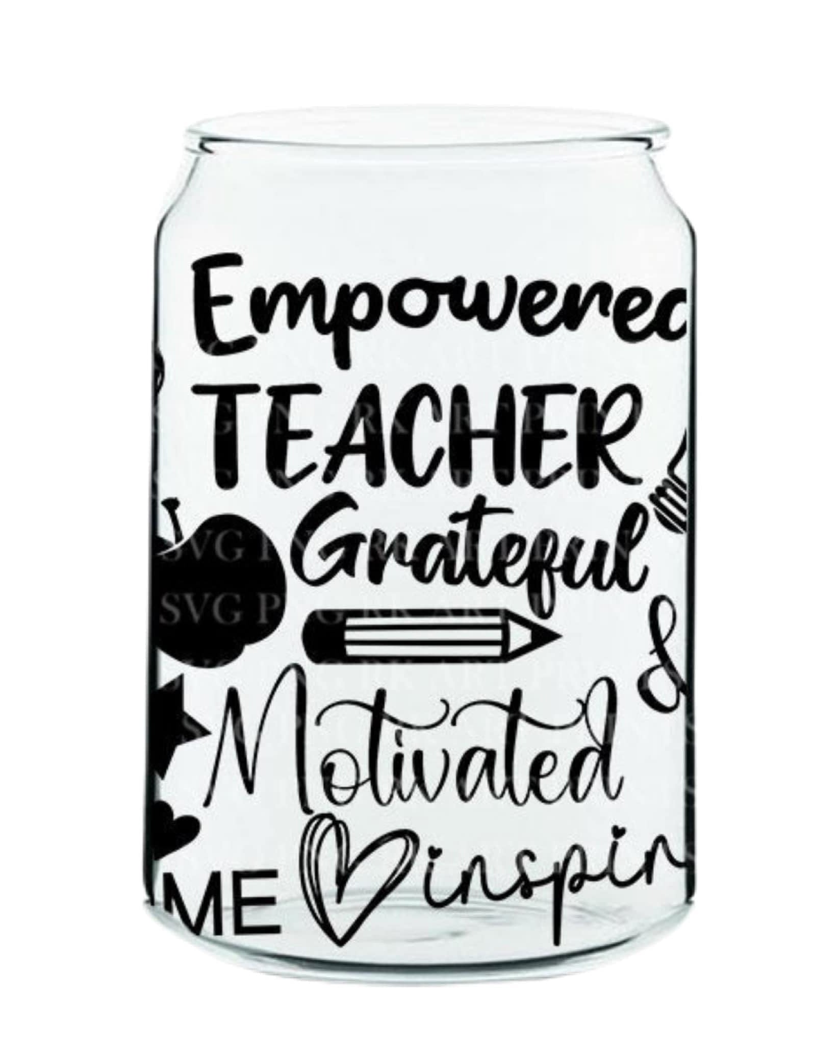 Teacher Glass Cup with clear straw and bamboo lid-Stay Foxy Boutique, Florissant, Missouri
