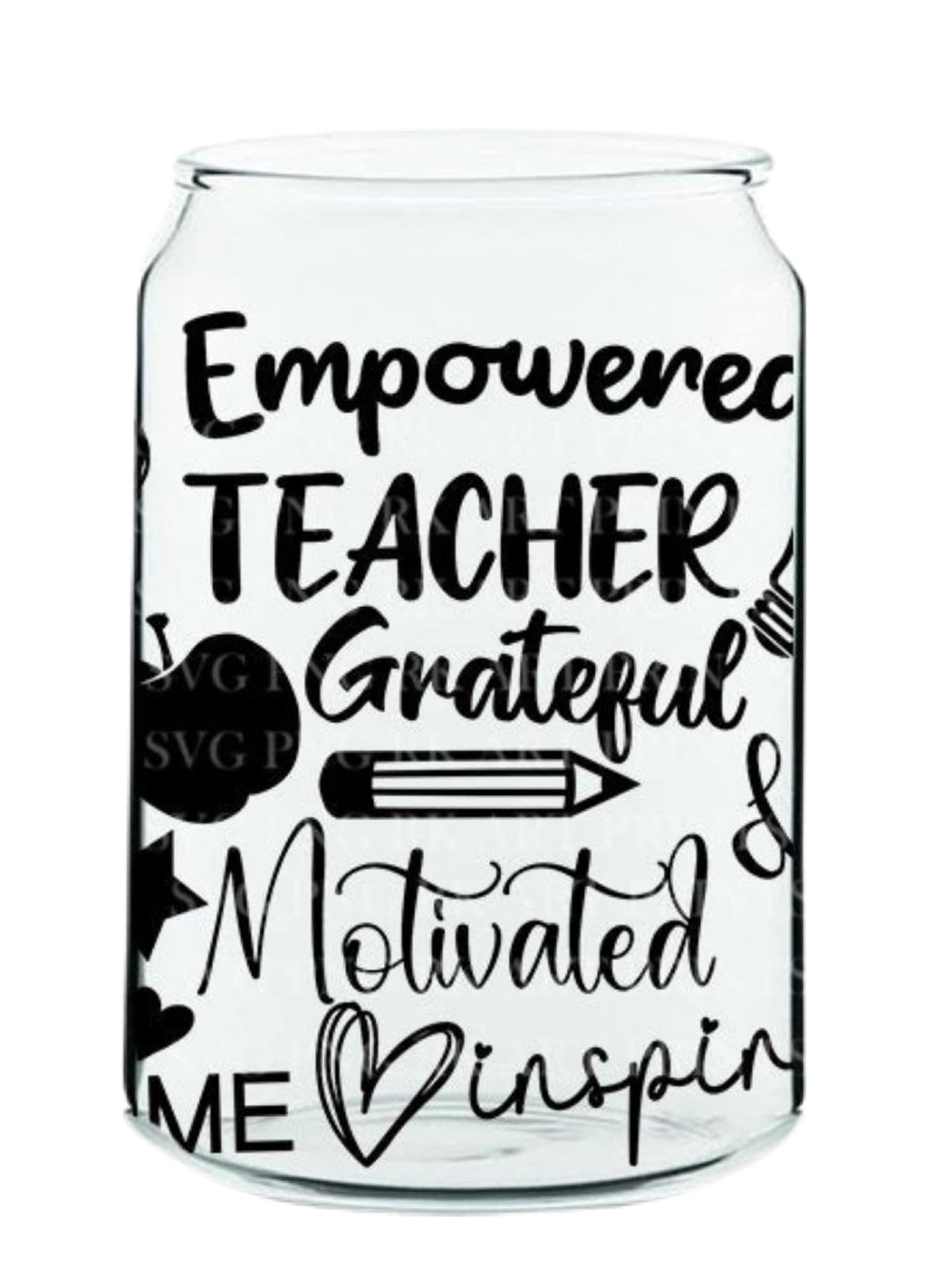 Teacher Glass Cup with clear straw and bamboo lid-Stay Foxy Boutique, Florissant, Missouri