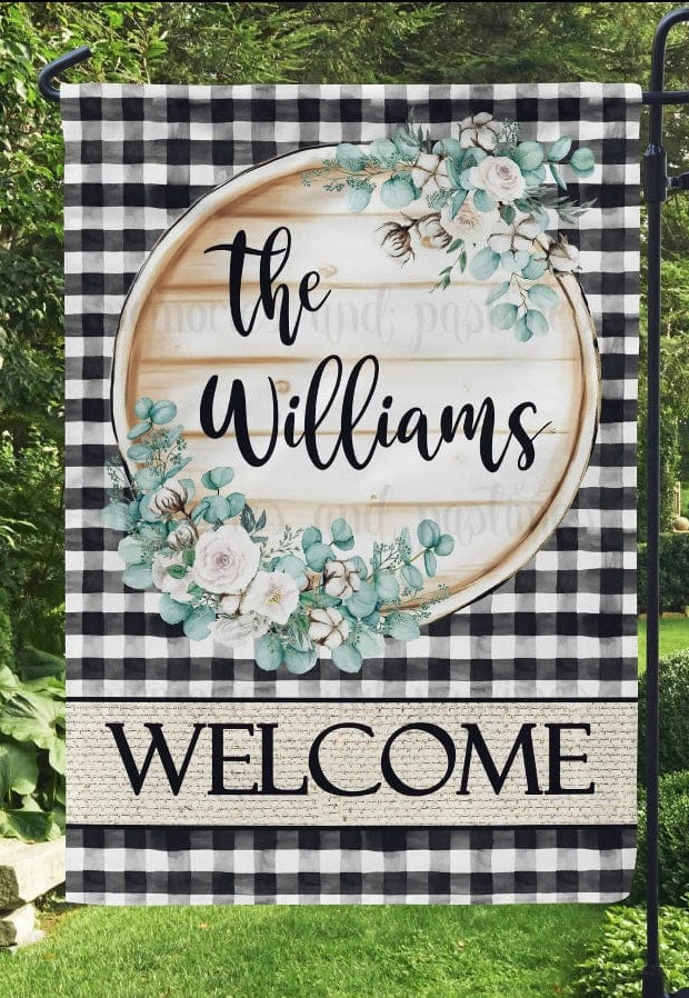 Plaid Welcome Garden Flag *ADD A NAME*-Stay Foxy Boutique, Florissant, Missouri