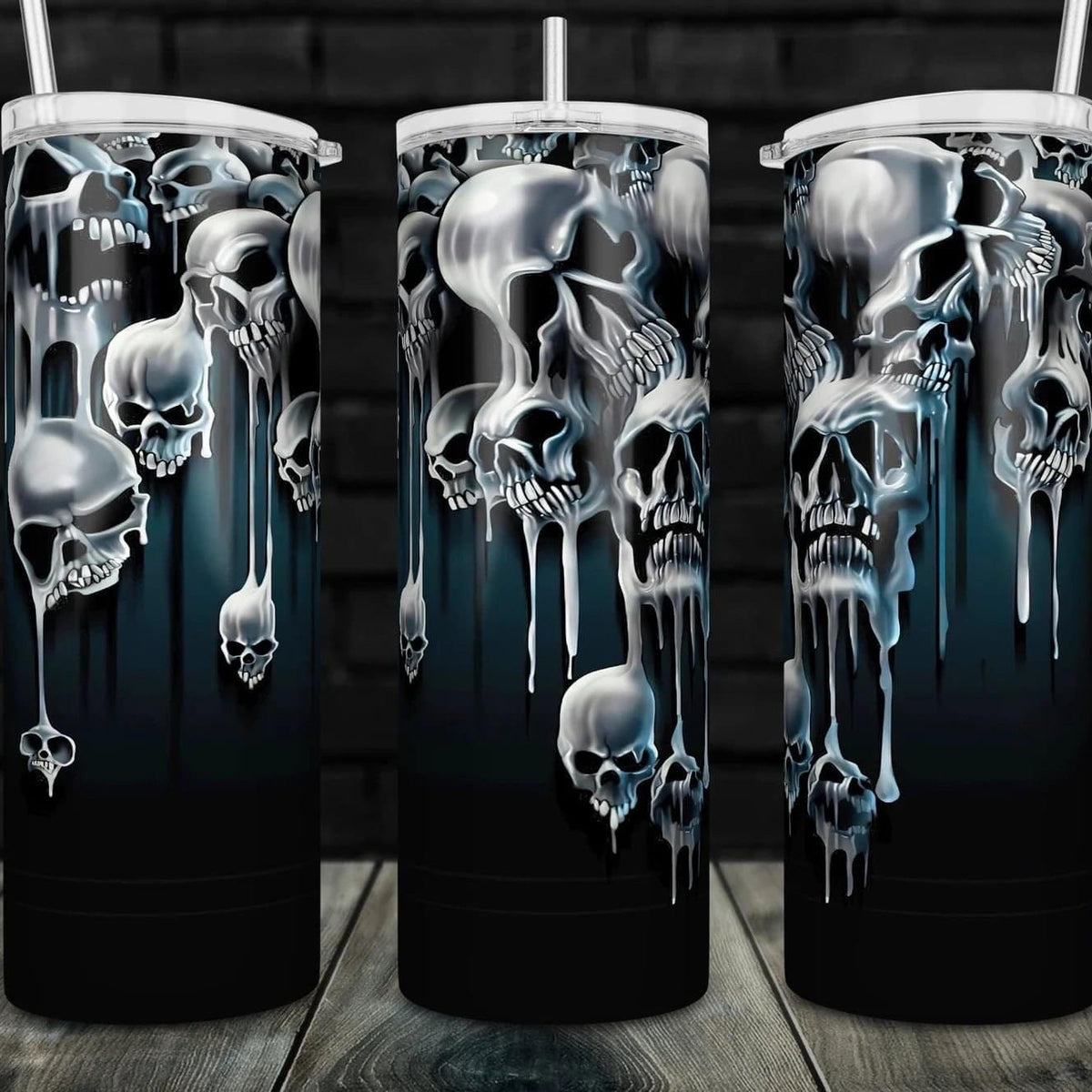 Drippy Skulls Tumbler-Drinkware-Stay Foxy Boutique, Florissant, Missouri