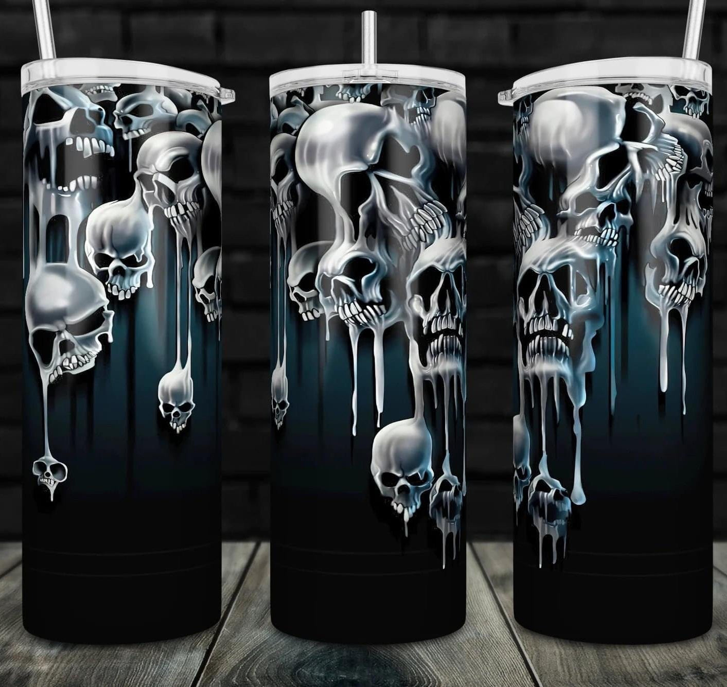Drippy Skulls Tumbler-Drinkware-Stay Foxy Boutique, Florissant, Missouri