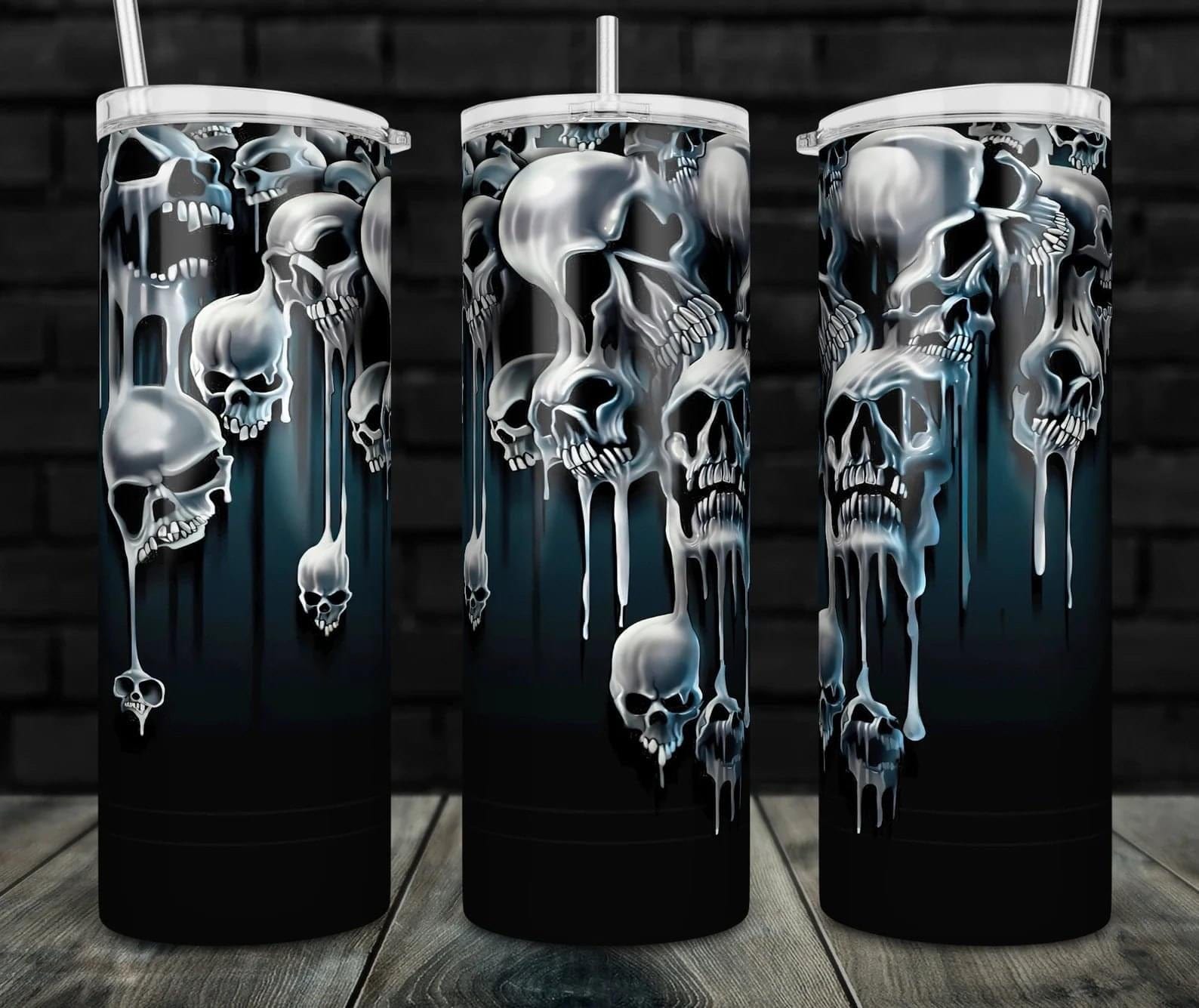 Drippy Skulls Tumbler-Drinkware-Stay Foxy Boutique, Florissant, Missouri