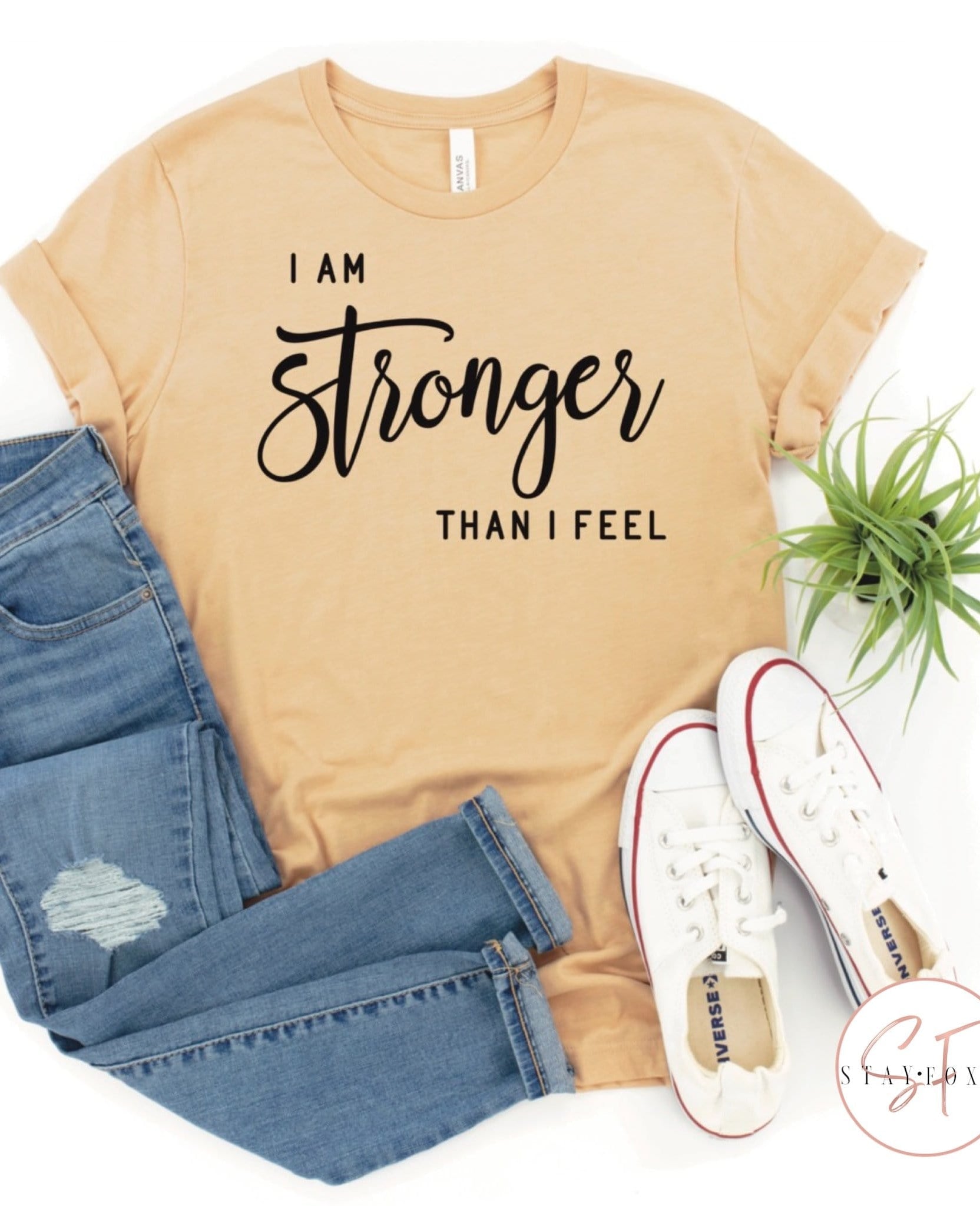 I Am Stronger Than I Feel Graphic T-Graphic T-Stay Foxy Boutique, Florissant, Missouri