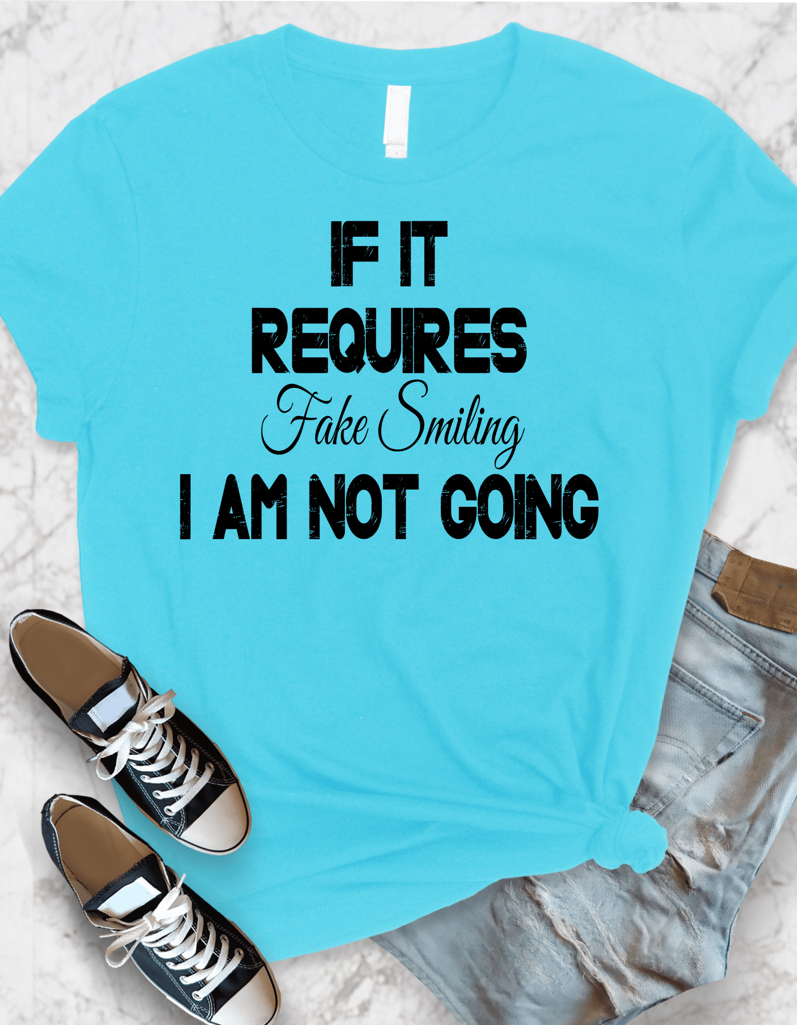 Fake Smile Graphic T-Graphic T-Stay Foxy Boutique, Florissant, Missouri