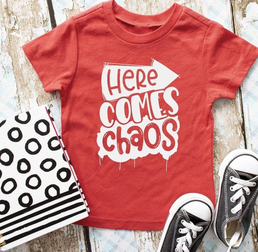 Here Comes Chaos Toddler and Kid Graphic T-Graphic T-Stay Foxy Boutique, Florissant, Missouri