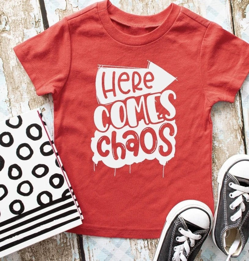 Here Comes Chaos Toddler and Kid Graphic T-Graphic T-Stay Foxy Boutique, Florissant, Missouri