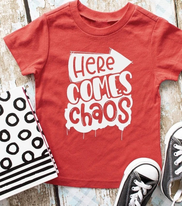 Here Comes Chaos Toddler and Kid Graphic T-Graphic T-Stay Foxy Boutique, Florissant, Missouri