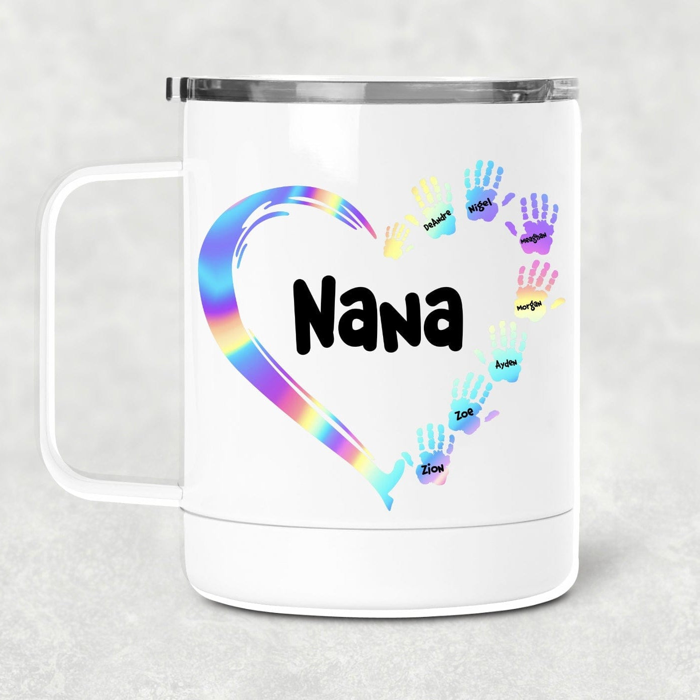 Mama Happy Hands FULLY CUSTOM MUG OR WINE CUP (CHOOSE NAME FOR MOM OR GRANDMA)-Graphic T-Stay Foxy Boutique, Florissant, Missouri