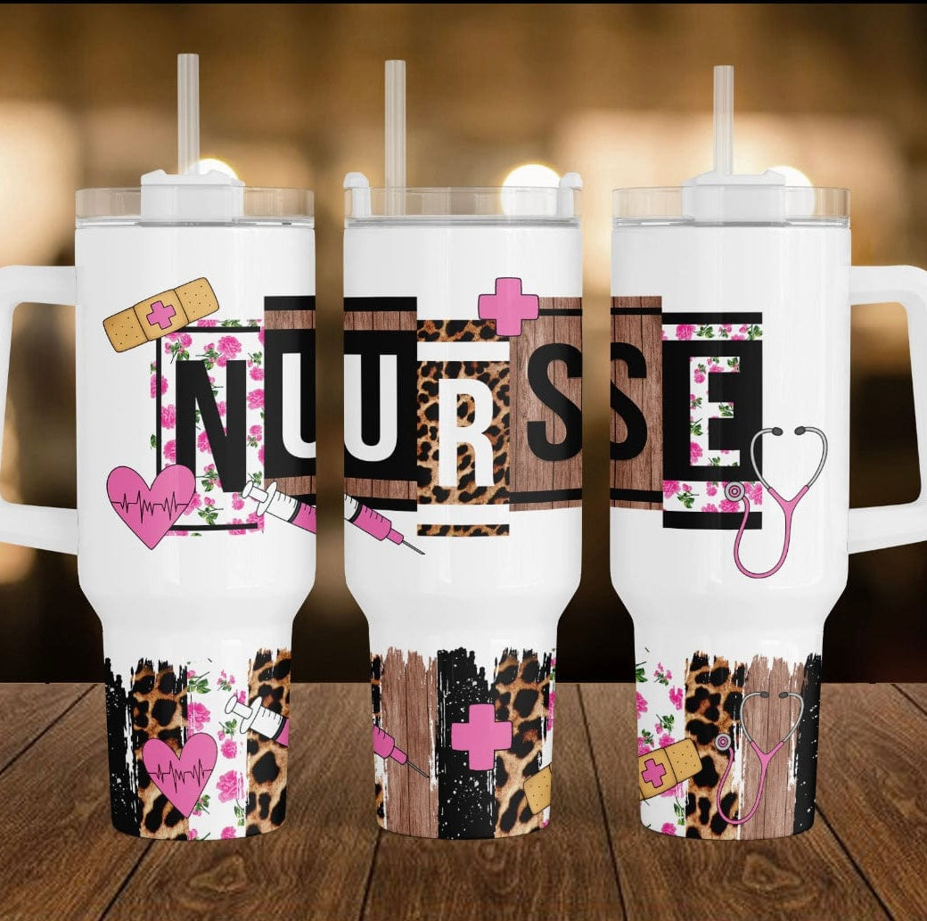 Pink Nurse 40 oz Tumbler-Stay Foxy Boutique, Florissant, Missouri