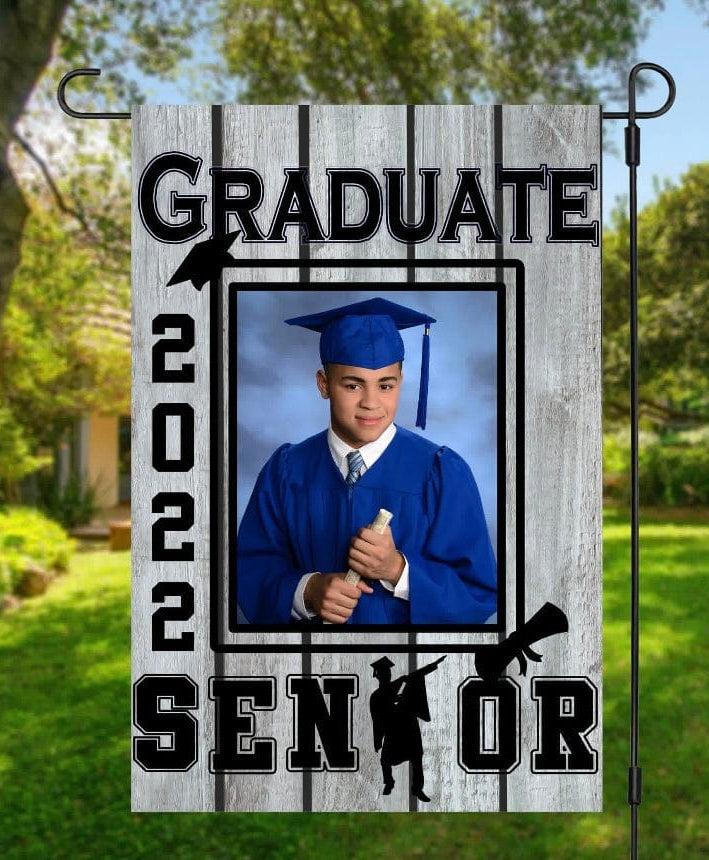 Graduation Woodgrain Garden Flag *ADD A NAME AND PHOTO*-Stay Foxy Boutique, Florissant, Missouri
