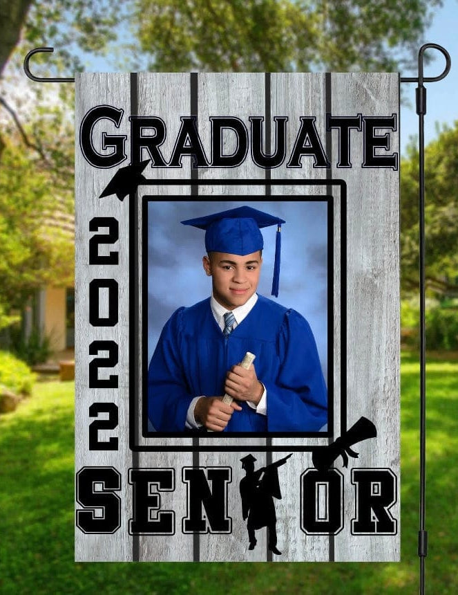 Graduation Woodgrain Garden Flag *ADD A NAME AND PHOTO*-Stay Foxy Boutique, Florissant, Missouri