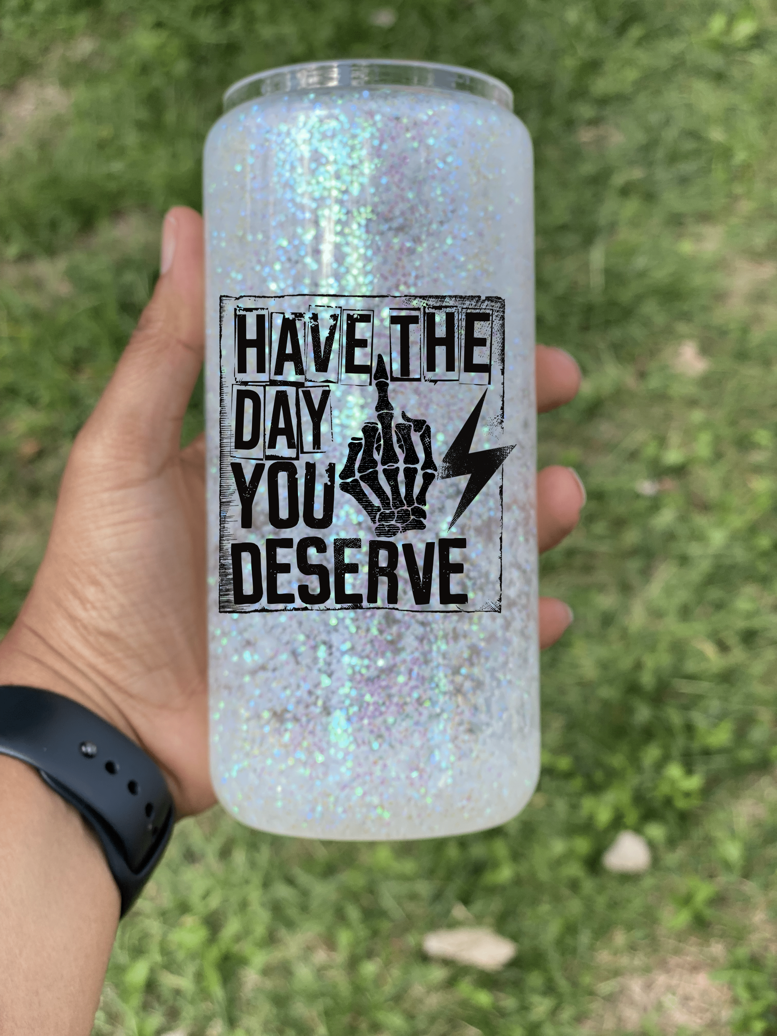 Have The Day Snow Globe Glass Cup-Drinkware-Stay Foxy Boutique, Florissant, Missouri