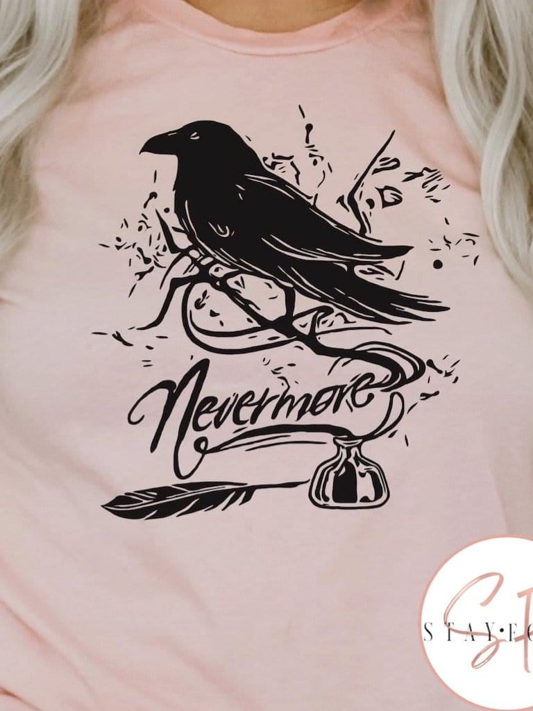Nevermore Raven Graphic T #112-Graphic T-Stay Foxy Boutique, Florissant, Missouri