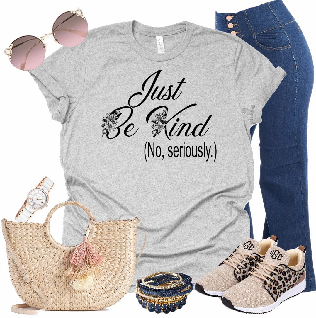 Just Be Kind Floral Graphic T-Graphic T-Stay Foxy Boutique, Florissant, Missouri