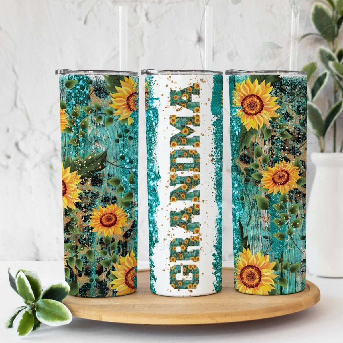 Turquoise Sunflower “Moms”Tumbler-Stay Foxy Boutique, Florissant, Missouri
