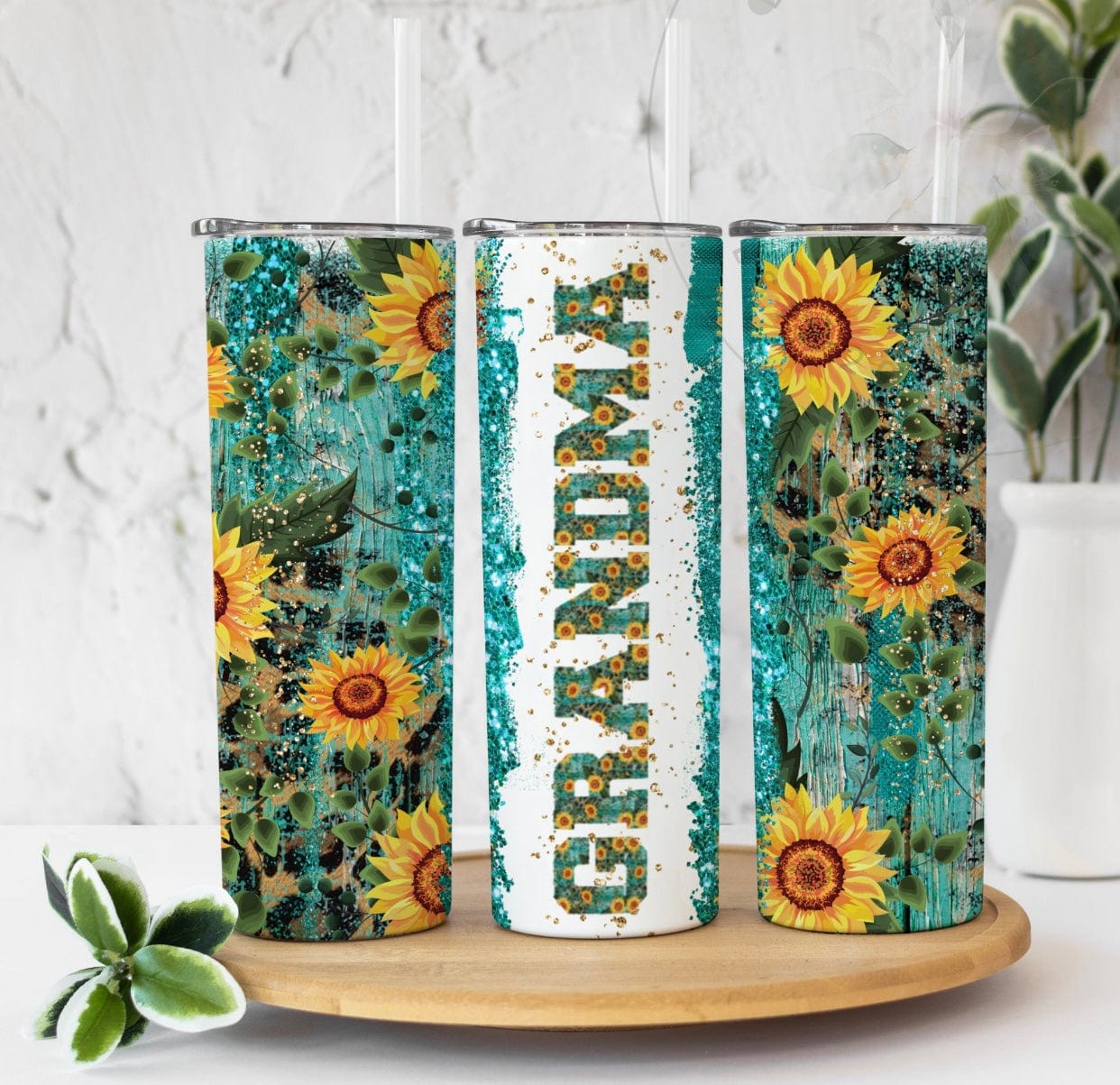 Turquoise Sunflower “Moms”Tumbler-Stay Foxy Boutique, Florissant, Missouri