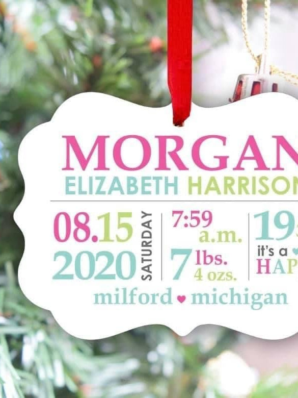 Birth Announcement Pink, Teal, Green Ornament-Stay Foxy Boutique, Florissant, Missouri