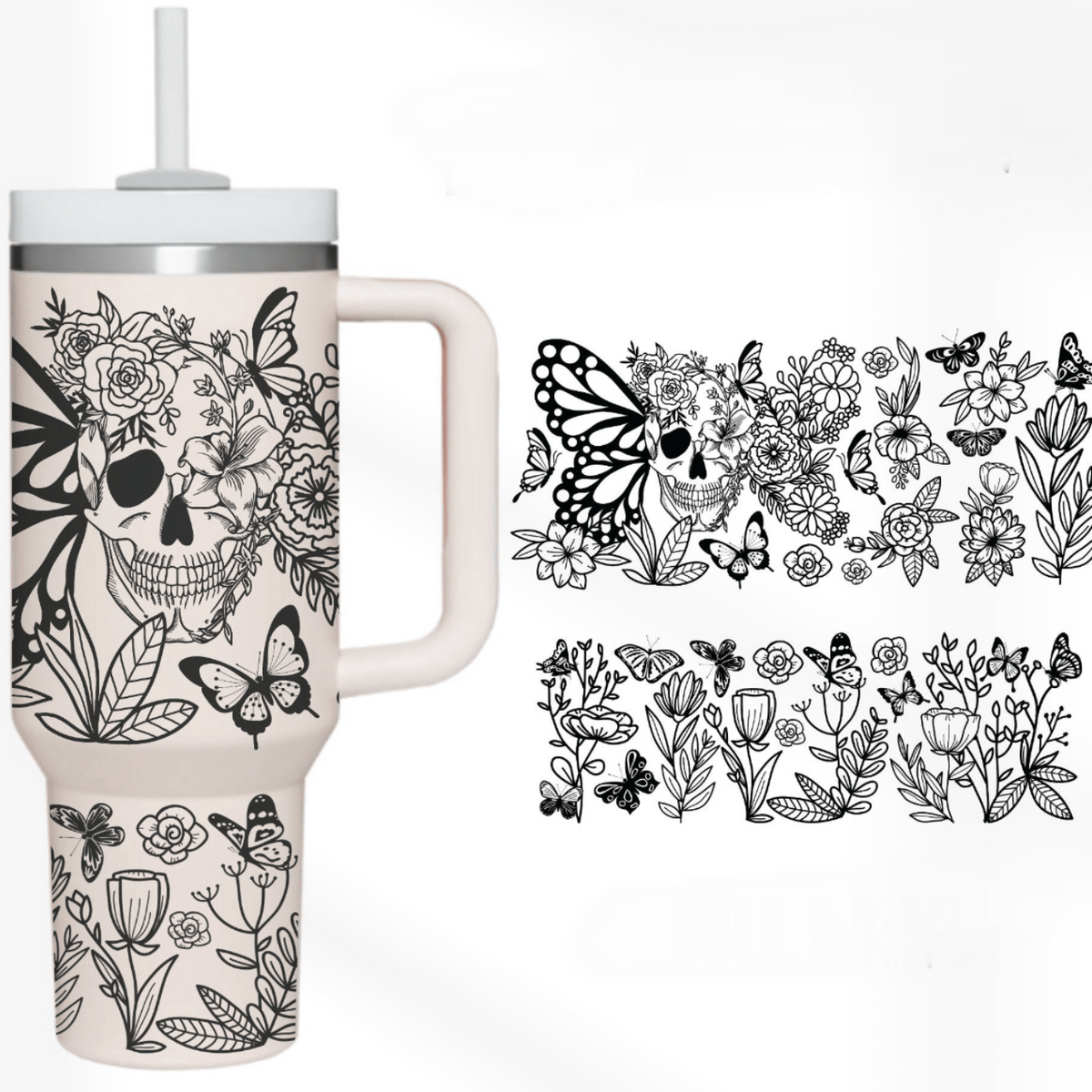 Skull Butterflies 40 oz Tumbler-Stay Foxy Boutique, Florissant, Missouri