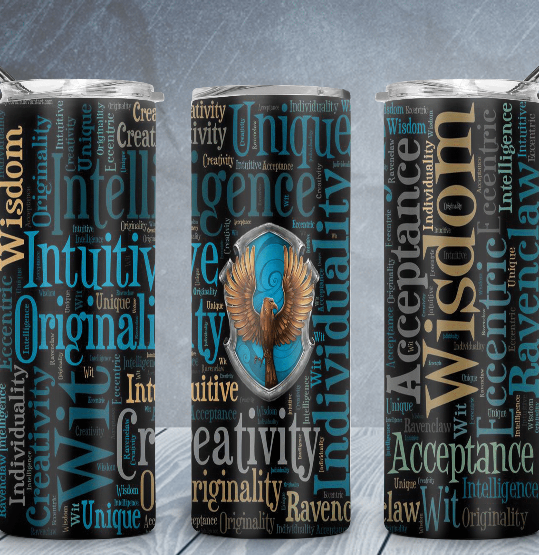 Blue Adjectives Of Power Tumbler-Drinkware-Stay Foxy Boutique, Florissant, Missouri