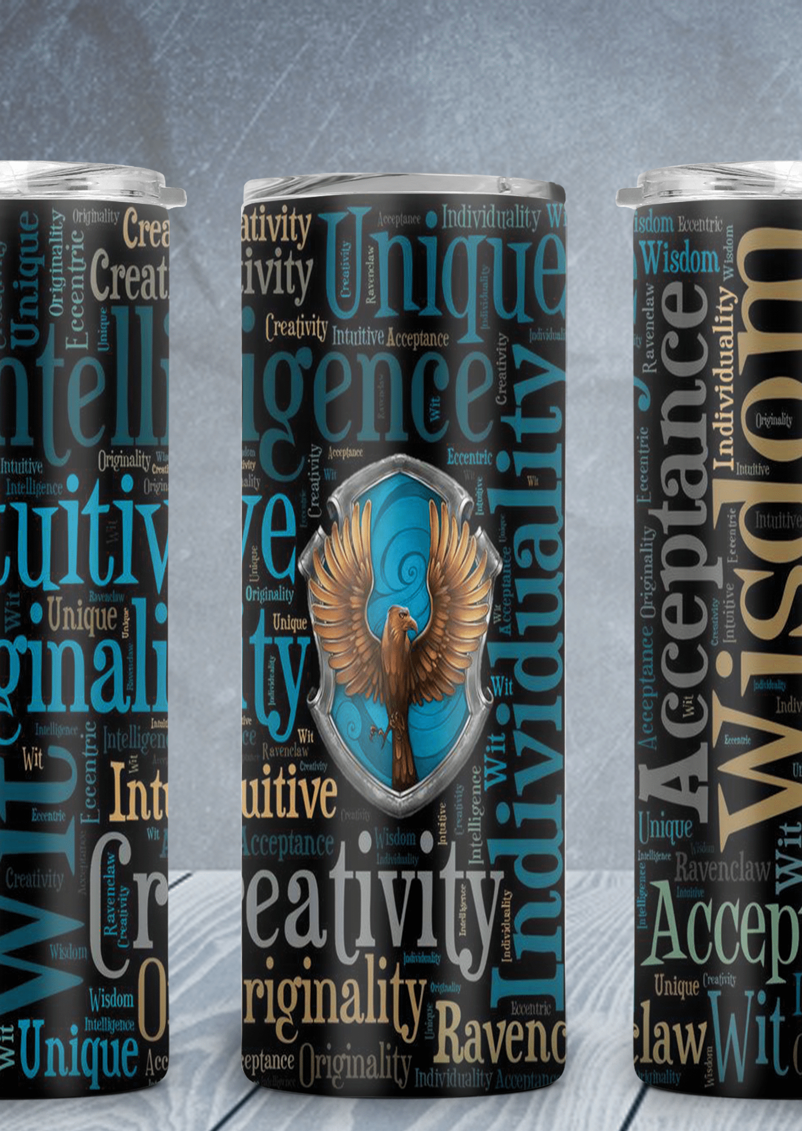 Blue Adjectives Of Power Tumbler-Drinkware-Stay Foxy Boutique, Florissant, Missouri
