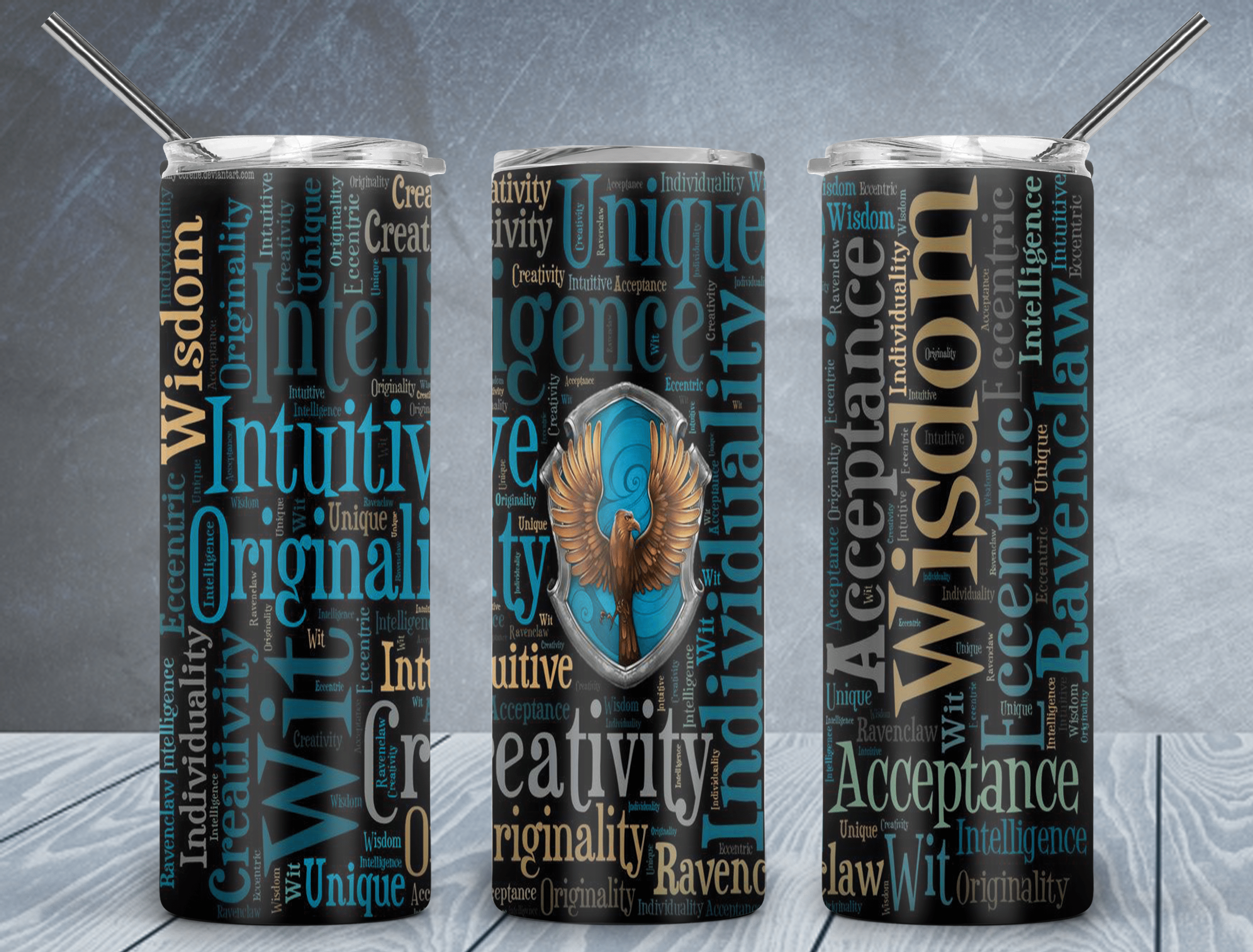 Blue Adjectives Of Power Tumbler-Drinkware-Stay Foxy Boutique, Florissant, Missouri