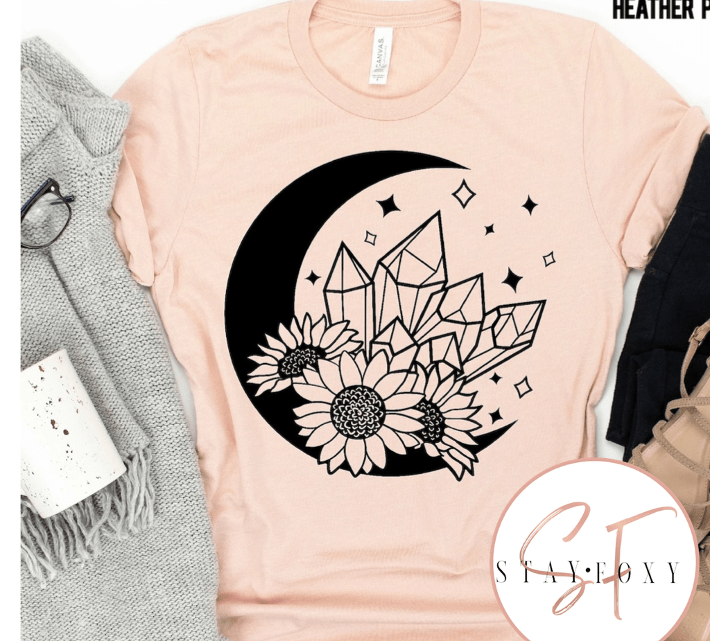 Sunflower Crystal Moon Graphic T-Graphic T-Stay Foxy Boutique, Florissant, Missouri