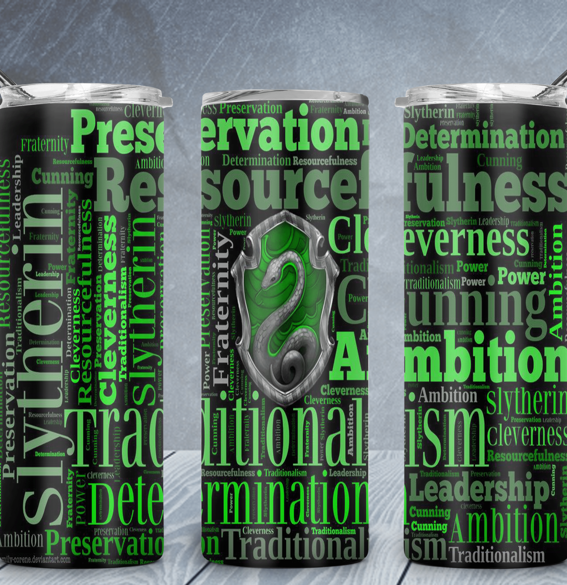Green Adjectives Of Power Tumbler-Drinkware-Stay Foxy Boutique, Florissant, Missouri
