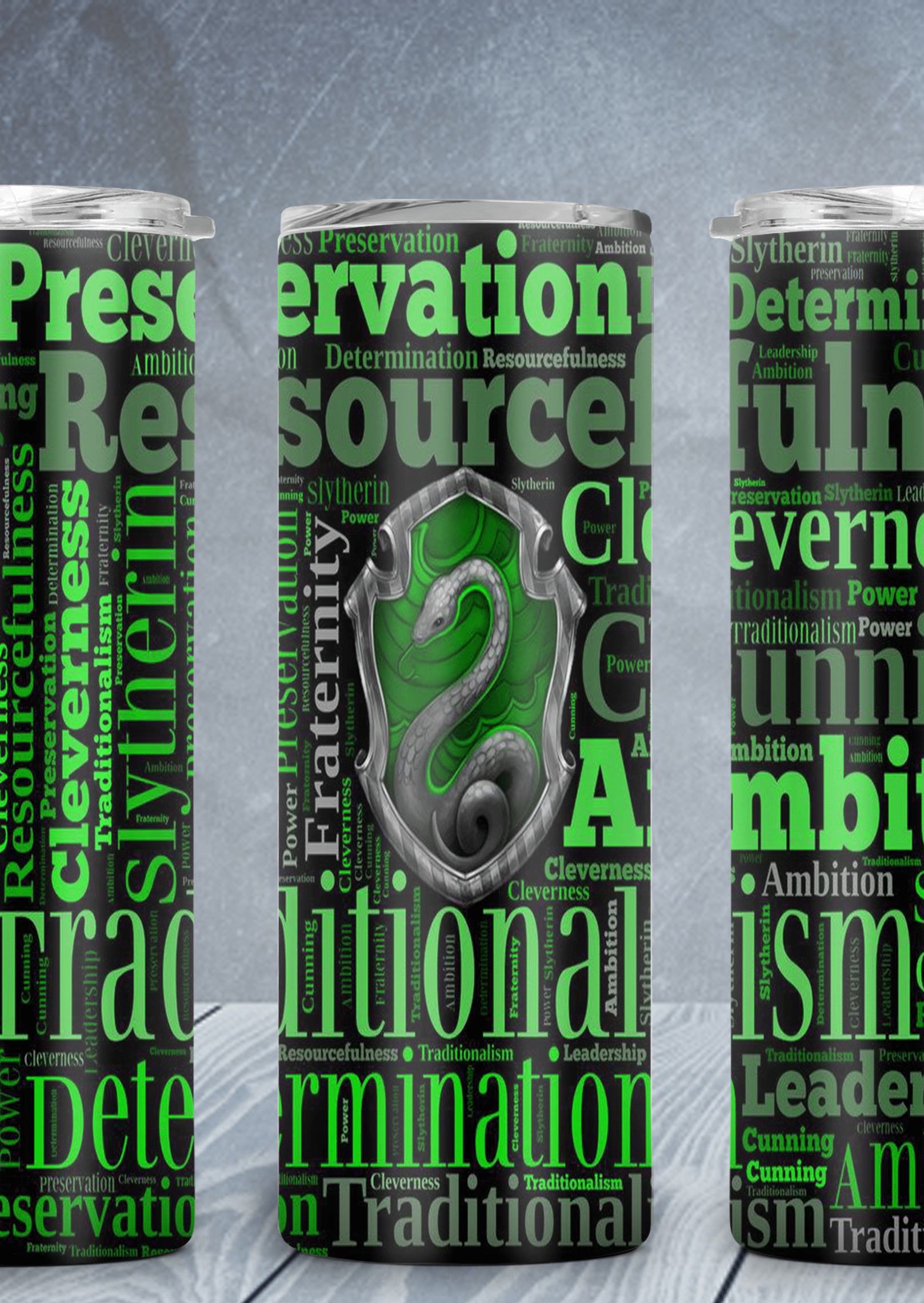 Green Adjectives Of Power Tumbler-Drinkware-Stay Foxy Boutique, Florissant, Missouri